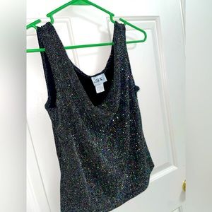 JBS vintage black sparkly blouse petite large